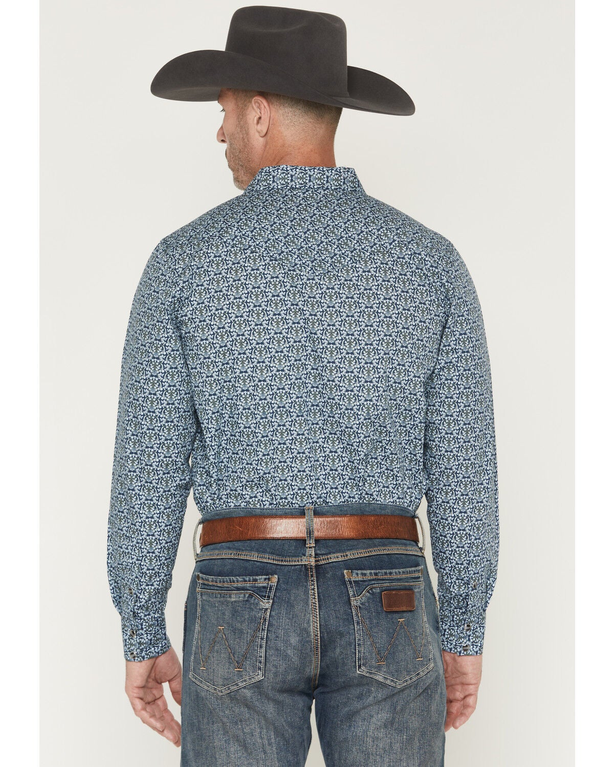 Image #4 - Gibson Trading Co Men's Evanscille Medallion Print Long Sleeve Snap Western Shirt, Navy, hi-res