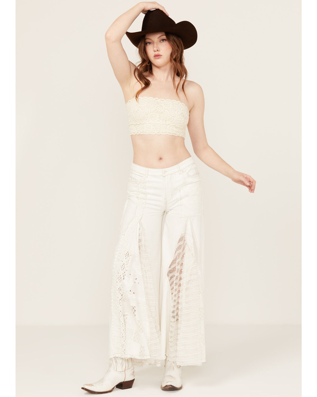 Image #1 - Free People Women's Great Escape High Rise Wide Leg Jeans, White, hi-res