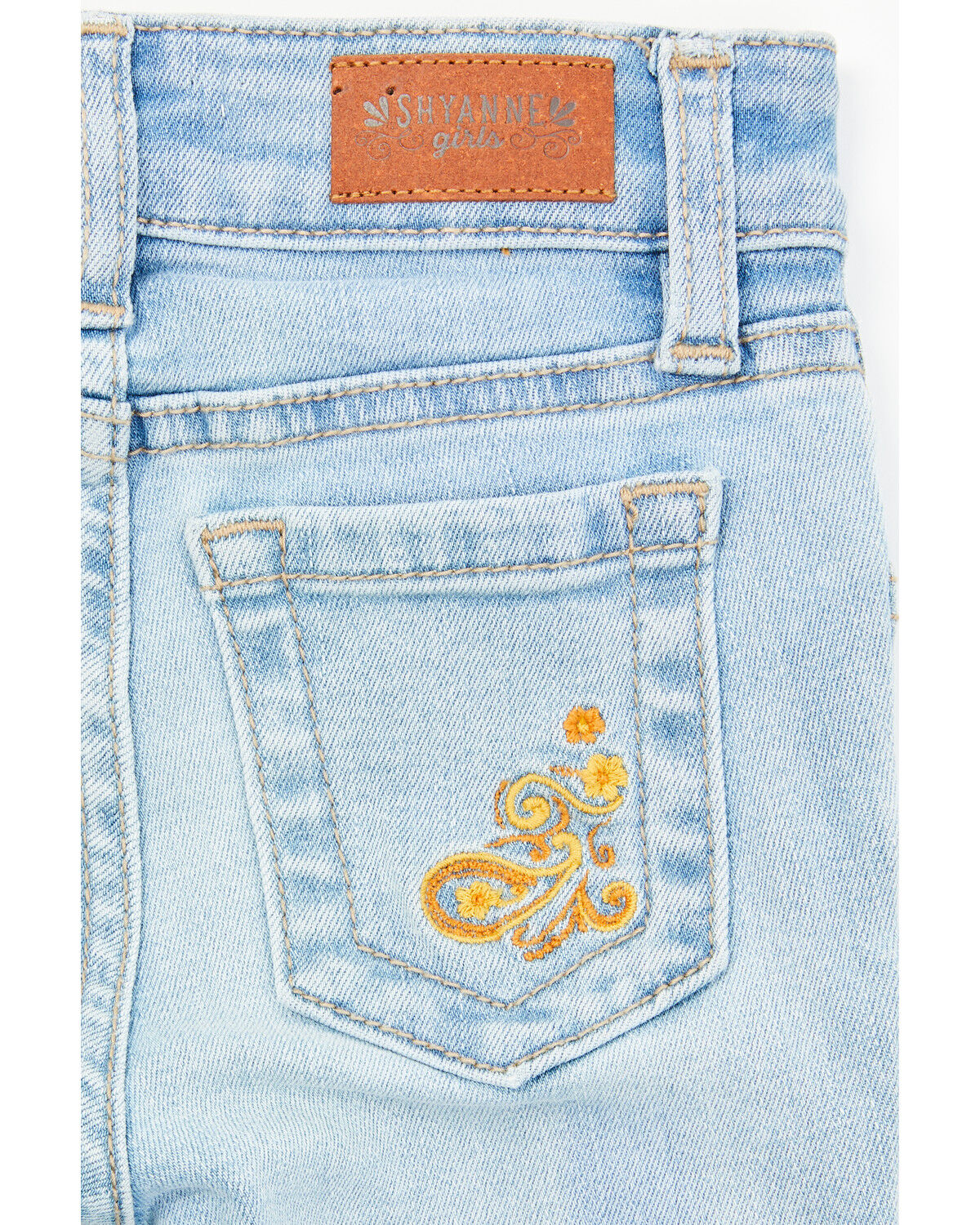 Image #4 - Shyanne Toddler Girls' Floral Embroidered Light Wash Flare Stretch Denim Jeans, Light Wash, hi-res