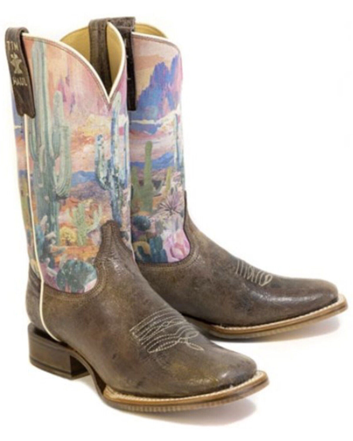 Tin Haul Women's Cactita Western Boots - Broad Square Toe, Brown, hi-res