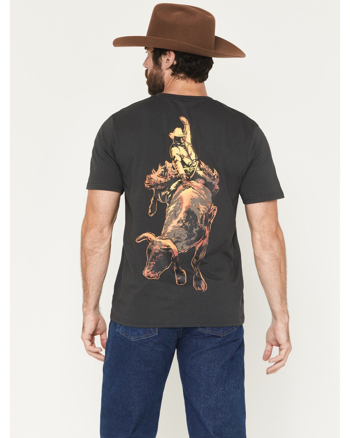 Image #1 - Wrangler Men's Neon Cowboy Short Sleeve Graphic T-Shirt, Black, hi-res