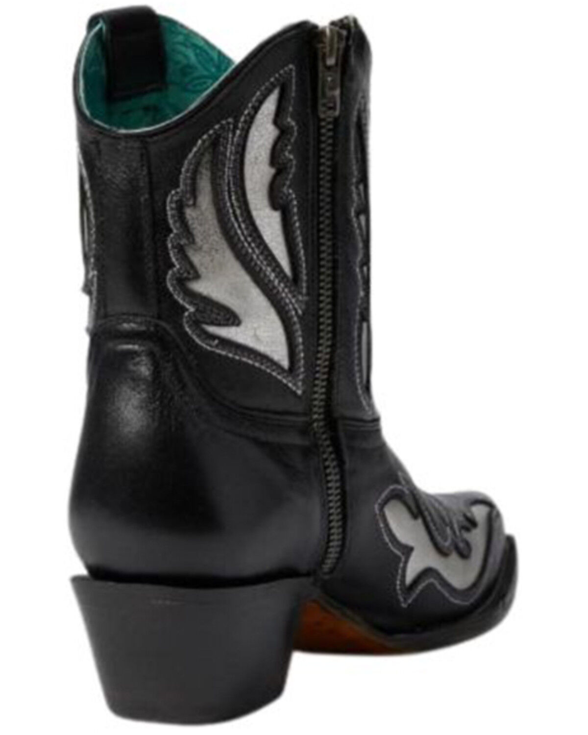 Image #4 - Corral Women's Inlay And Embroidered Booties - Snip Toe, Black, hi-res