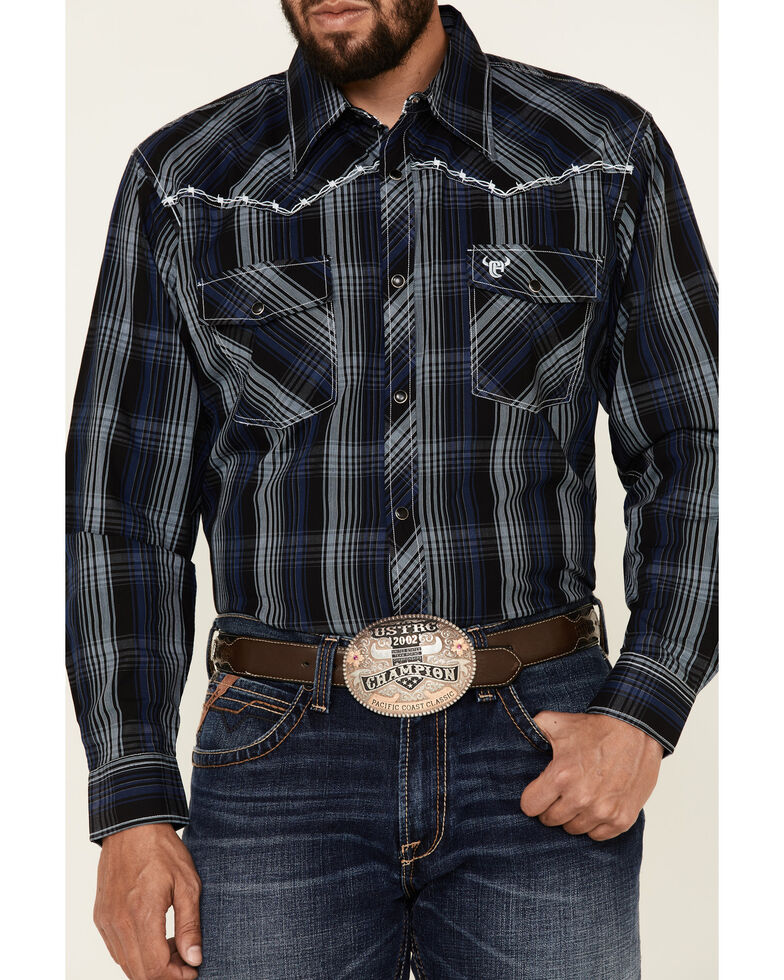 Cowboy Hardware Men's Halter Large Plaid Long Sleeve Snap Western Shirt , Multi, hi-res