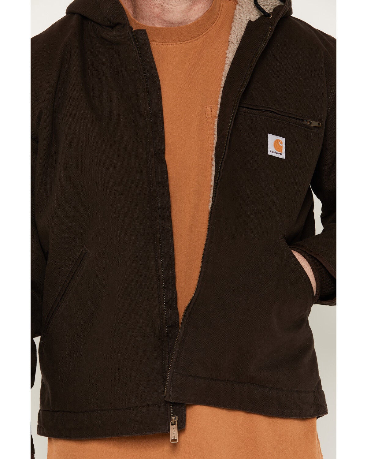 Carhartt Men's Washed Duck Sherpa Lined Hooded Work Jacket