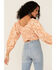 Image #4 - Flying Tomato Women's Criss Cross Smocked Long Sleeve Crop Top, Ivory, hi-res