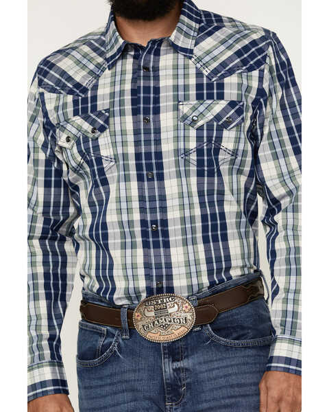 Image #3 - Cody James Men's Cole Plaid Print Long Sleeve Pearl Snap Western Shirt , Cream, hi-res