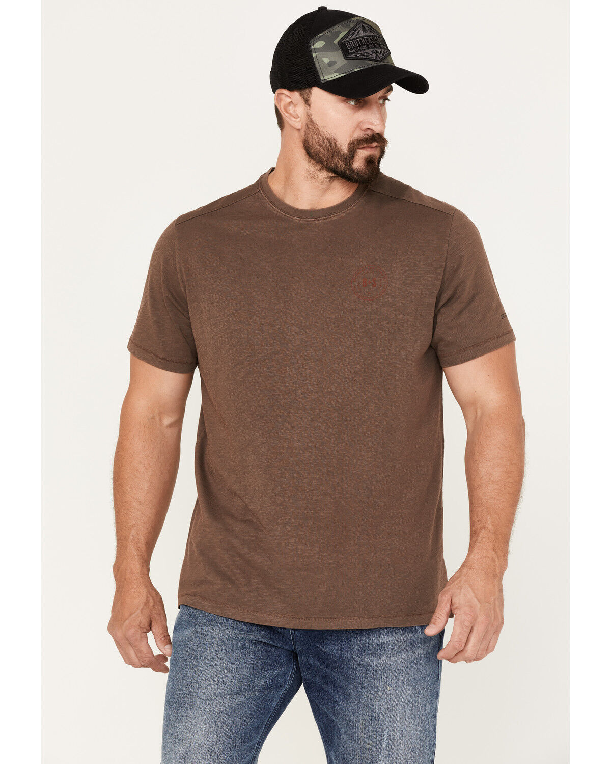 Image #1 - Brothers and Sons Men's Wood Logo Graphic T-Shirt, Brown, hi-res