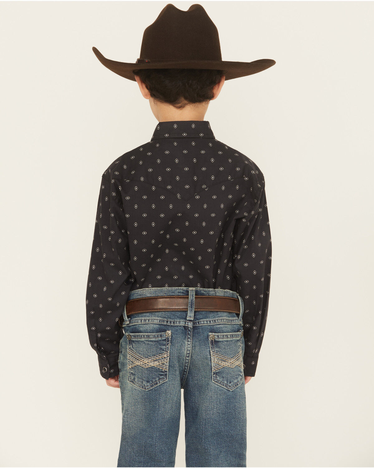Image #4 - Roper Boys' Dotted Long Sleeve Snap Western Shirt, Black, hi-res