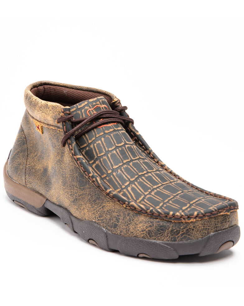 Twisted X Men's Caiman Print Driving Mocs - Moc Toe, Brown, hi-res
