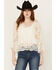 Image #2 - Miss Me Women's Paisley Embroidered Long Sleeve Blouse, Cream, hi-res