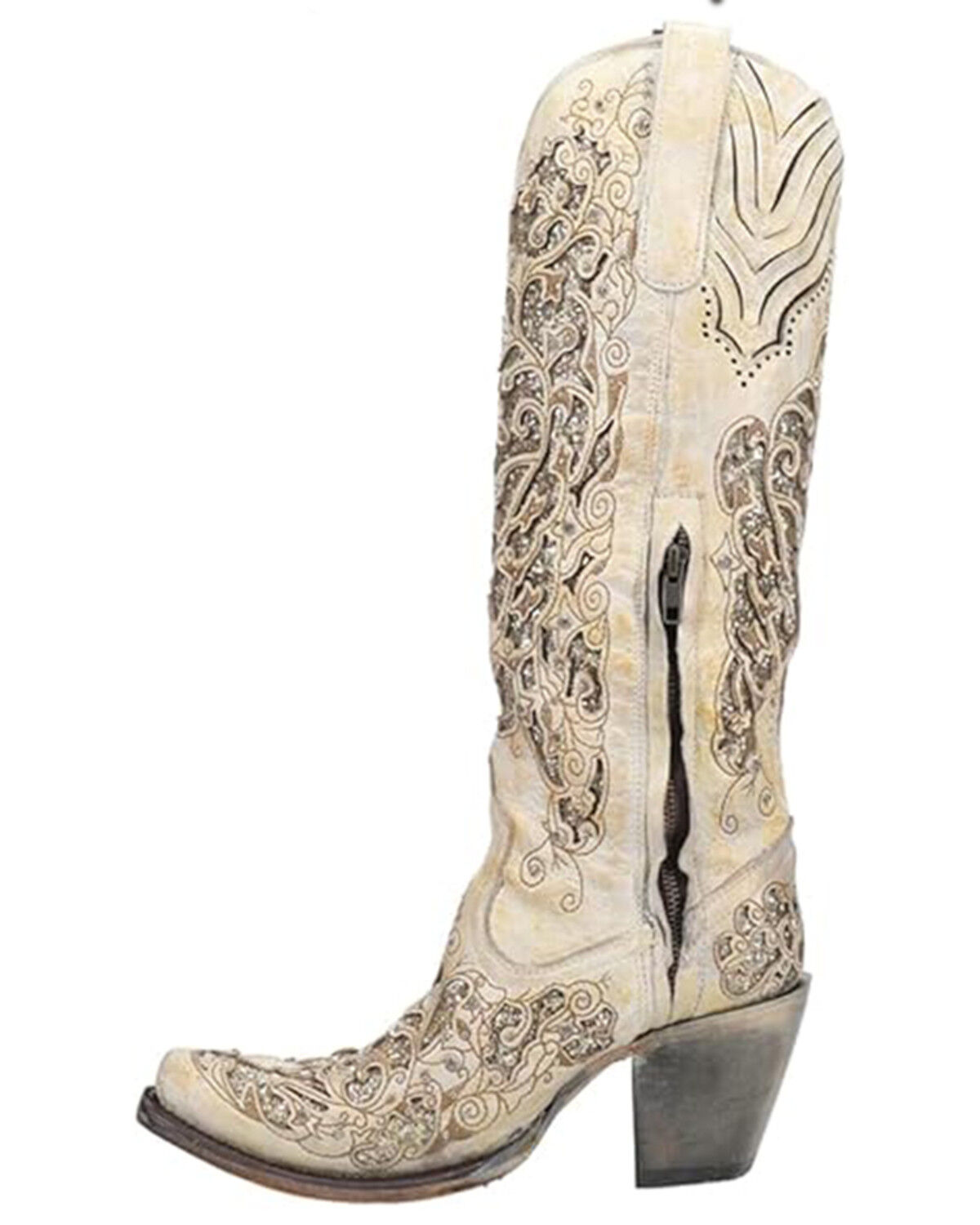 Image #3 - Corral Women's Inlay Western Boots - Snip Toe, White, hi-res
