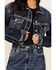 Image #3 - Miss Me Women's Dark Wash Cropped Denim Jacket, Dark Wash, hi-res