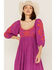 Image #2 - Free People Women's Wedgewood Embroidered Long Puff Sleeve Midi Dress, Magenta, hi-res