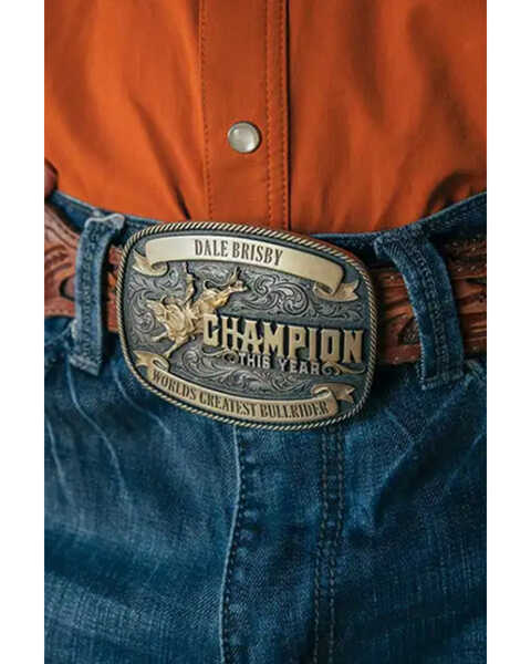 Montana Silversmiths Men's Champion Dale Brisby Attitude Belt Buckle, Bronze, hi-res