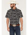 Image #1 - RANK 45&reg; Men's Zig Man Southwestern Print Rodeo Tech 2.0 Short Sleeve Snap Stretch Western Shirt, Black, hi-res