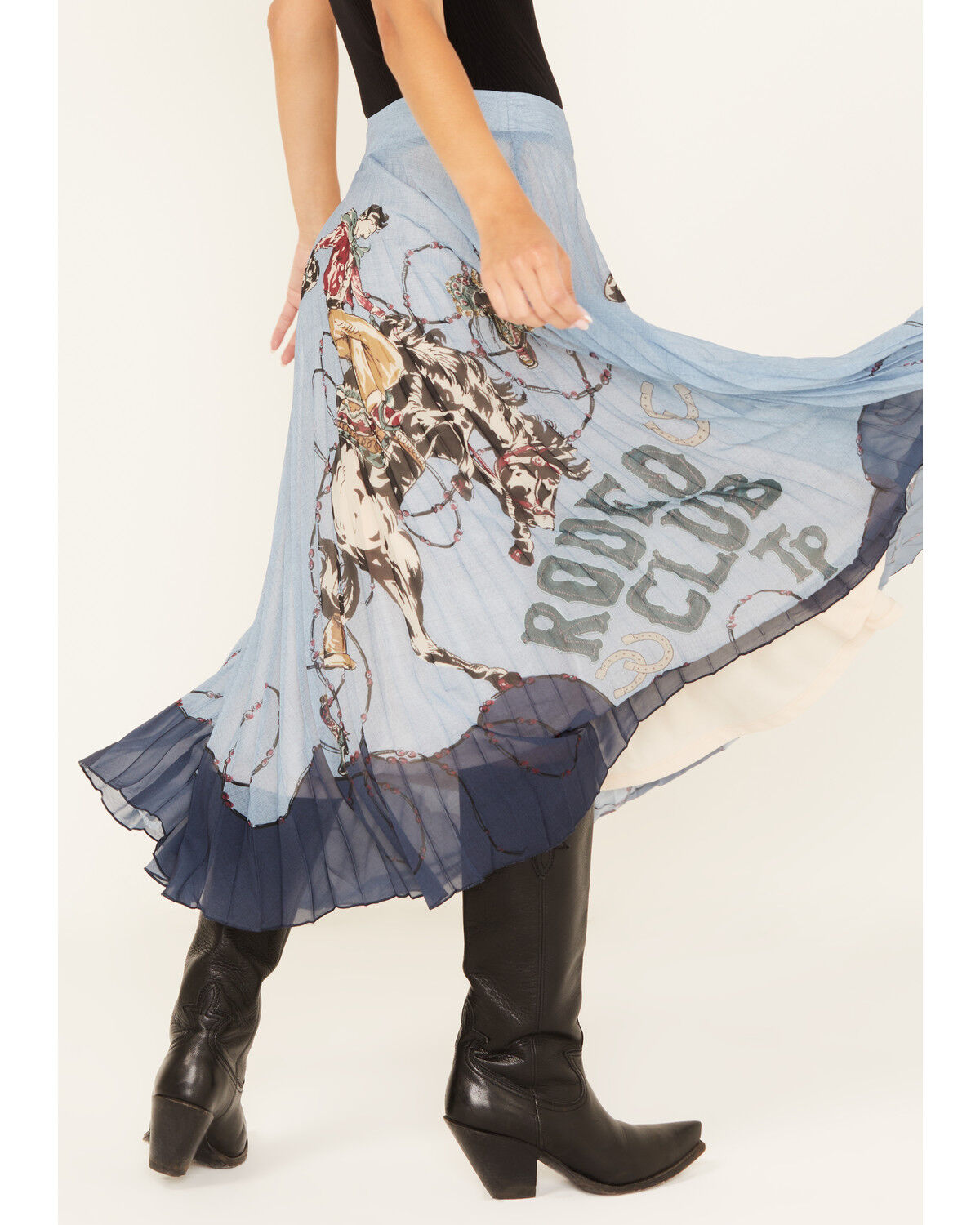 Image #3 - Tasha Polizzi Women's Rodeo Pleated Midi Skirt, Blue, hi-res