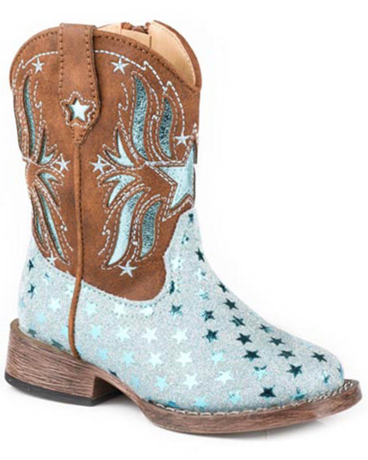 Roper Toddler Girls' Starlet Western Boots - Square Toe, Blue, hi-res