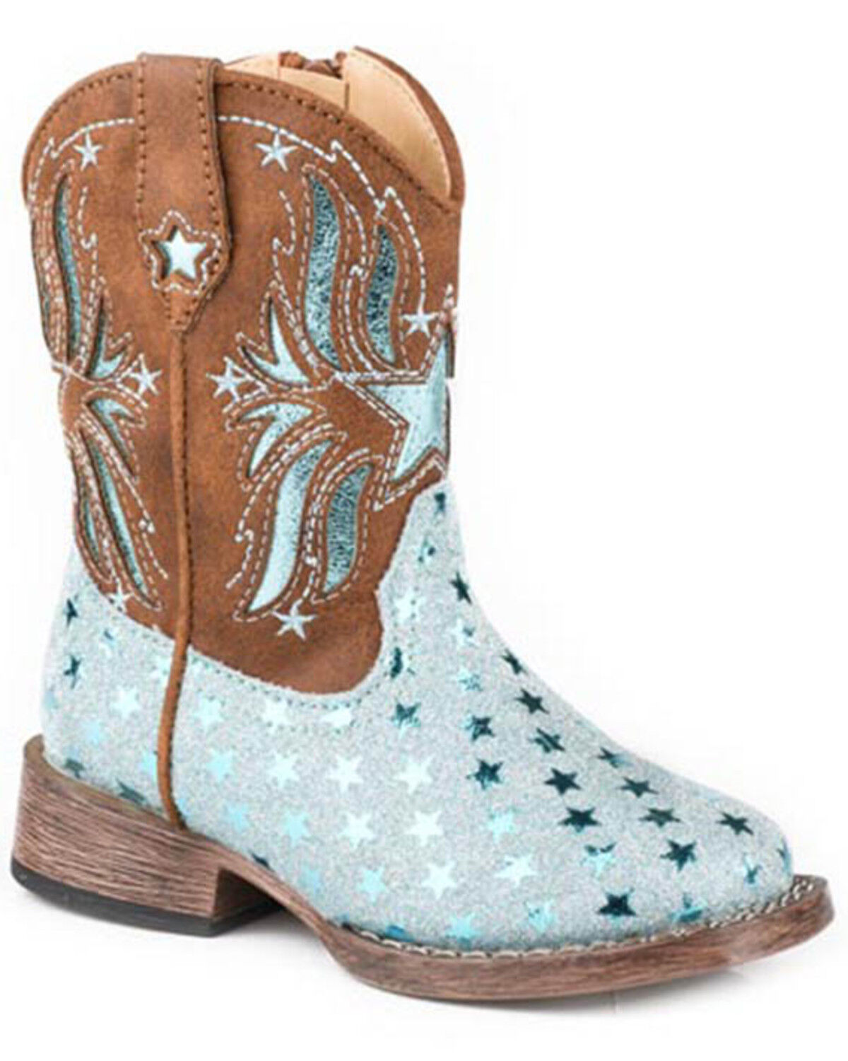 Image #1 - Roper Toddler Girls' Starlet Western Boots - Square Toe, Blue, hi-res