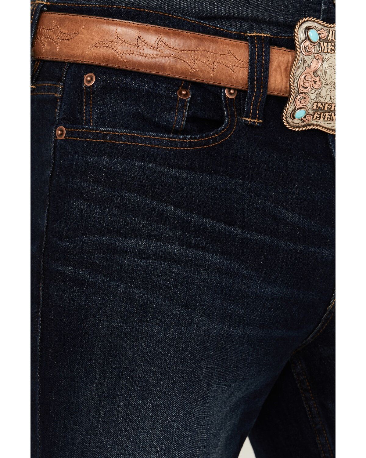 Image #2 - Blue Ranchwear Men's Jethro Slim Bootcut Stretch Denim Jeans, Dark Wash, hi-res