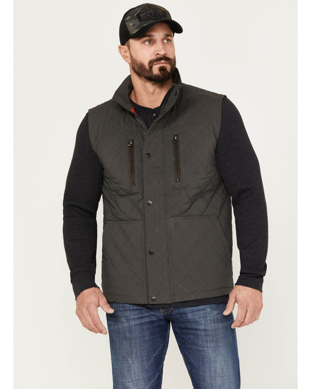 Image #1 - Dakota Grizzly Men's Nicco Stretch Western Vest, Charcoal, hi-res