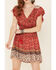 Image #3 - Angie Women's Ruffle Sleeve Tiered Dress, Red, hi-res