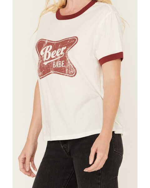 Image #3 - White Crow Women's Beer Babe Graphic Short Sleeve Ringer Tee, White, hi-res