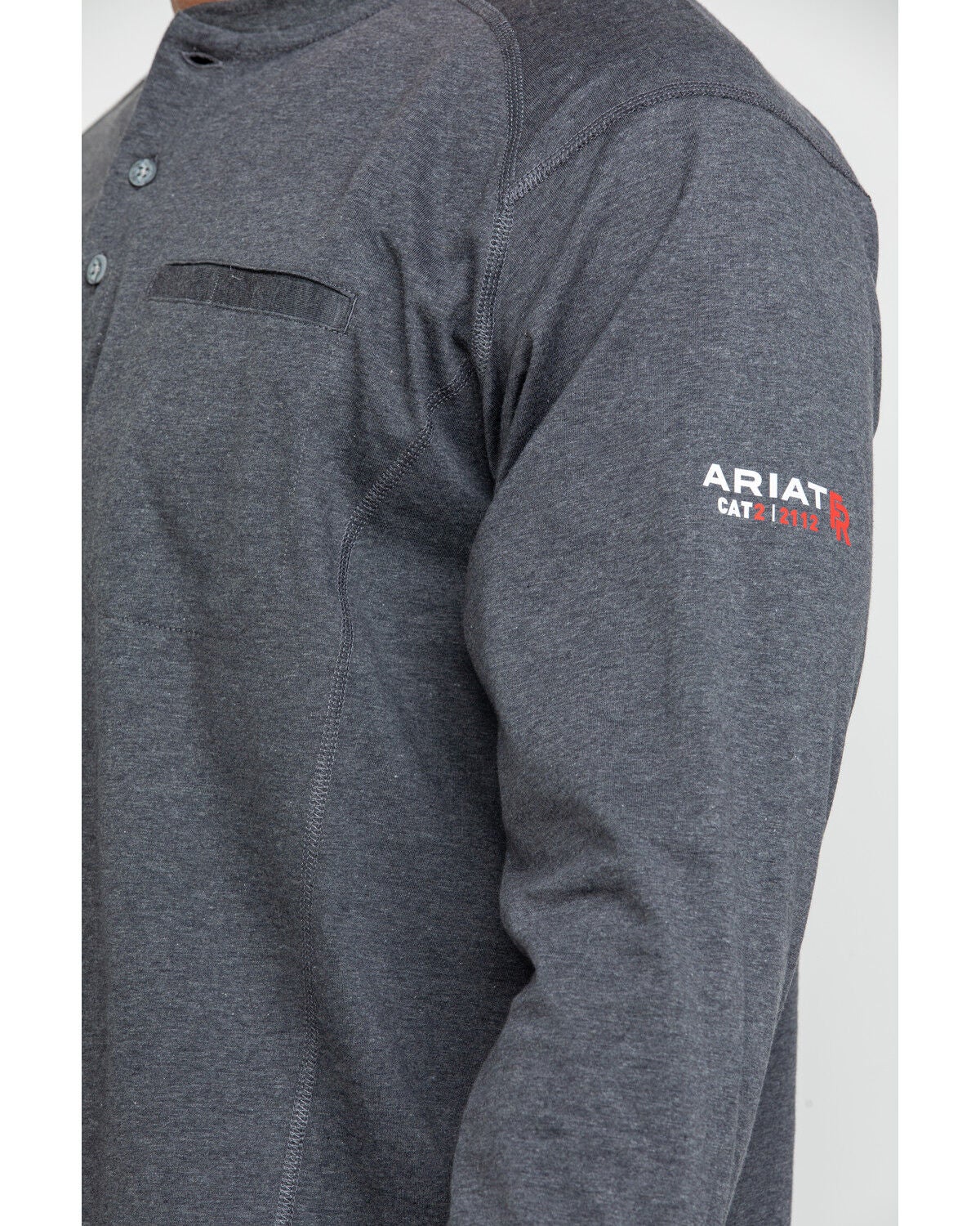 Image #4 - Ariat Men's FR Air Henley Long Sleeve Work Shirt - Tall, Charcoal, hi-res