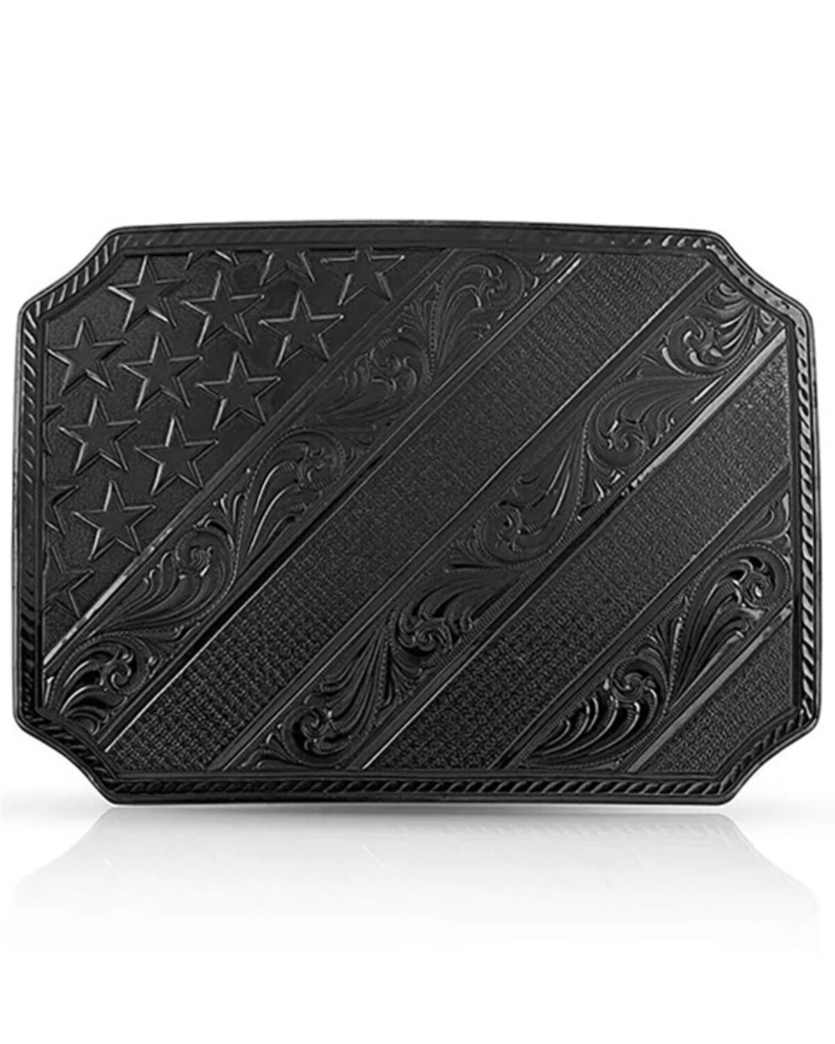 Image #1 - Montana Silversmiths Dawn's Early Light Star & Stripes Belt Buckle, Black, hi-res
