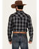 Image #4 - Cody James Men's Irving Plaid Print Long Sleeve Snap Western Shirt - Tall, Navy, hi-res