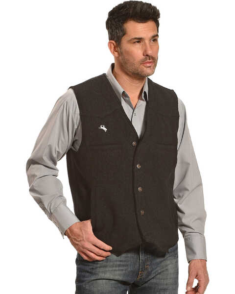 Wyoming Traders Men's Black Wyoming Wool Button Closure Vest, Black, hi-res