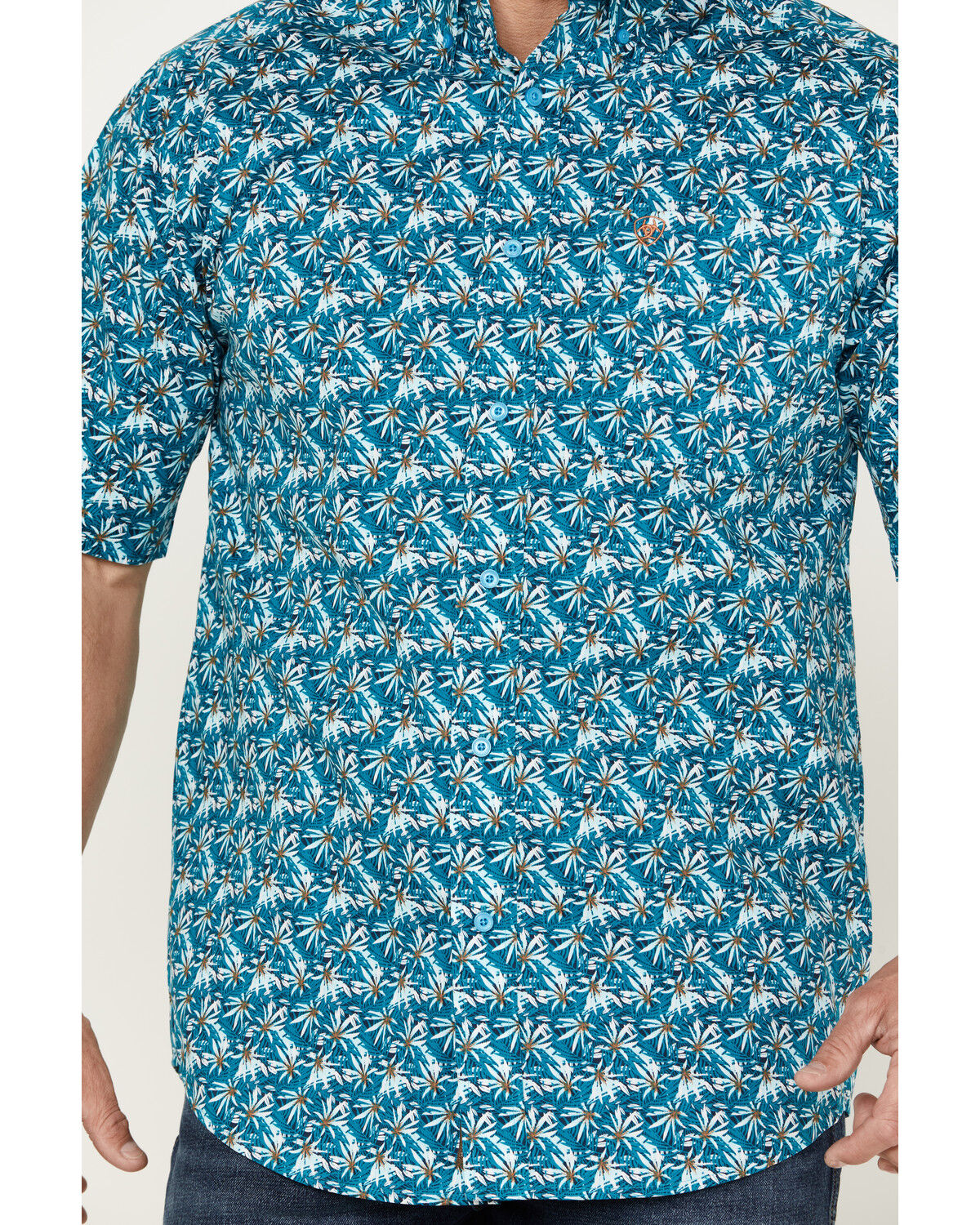 Image #3 - Ariat Men's Kavir Classic Fit Western Shirt, Teal, hi-res