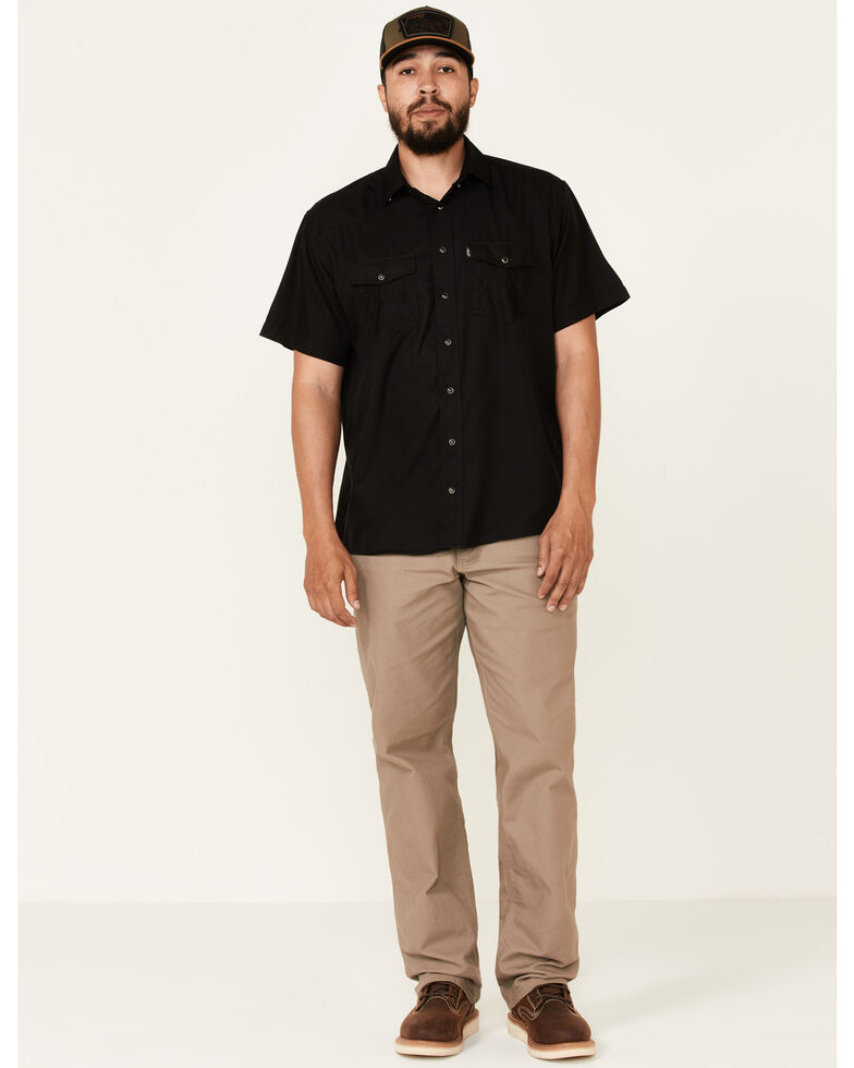HOOey Men's Solid Black Habitat Sol Short Sleeve Snap Western Shirt, Black, hi-res
