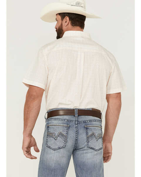 Image #4 - RANK 45® Men's Mustang Geo Print Short Sleeve Button-Down Western Shirt , Cream, hi-res