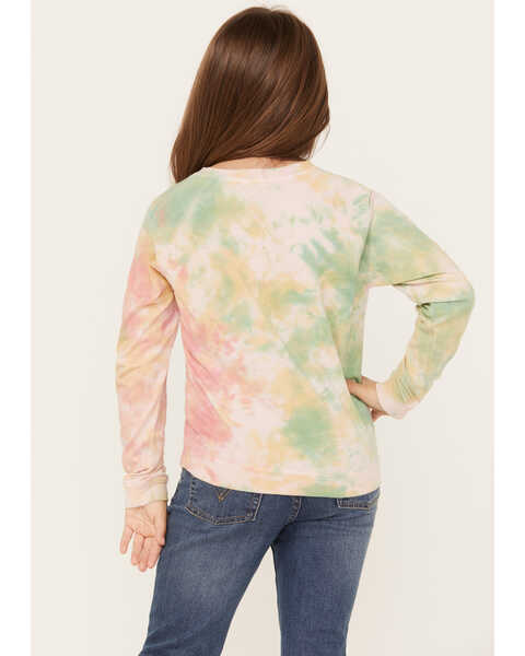 Image #4 - Rock & Roll Denim Girls' Tie Dye American Legend Graphic Sweatshirt, Peach, hi-res