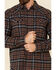 Moonshine Spirit Men's Spice Up In Smoke Small Plaid Long Sleeve Western Flannel Shirt , Brown, hi-res