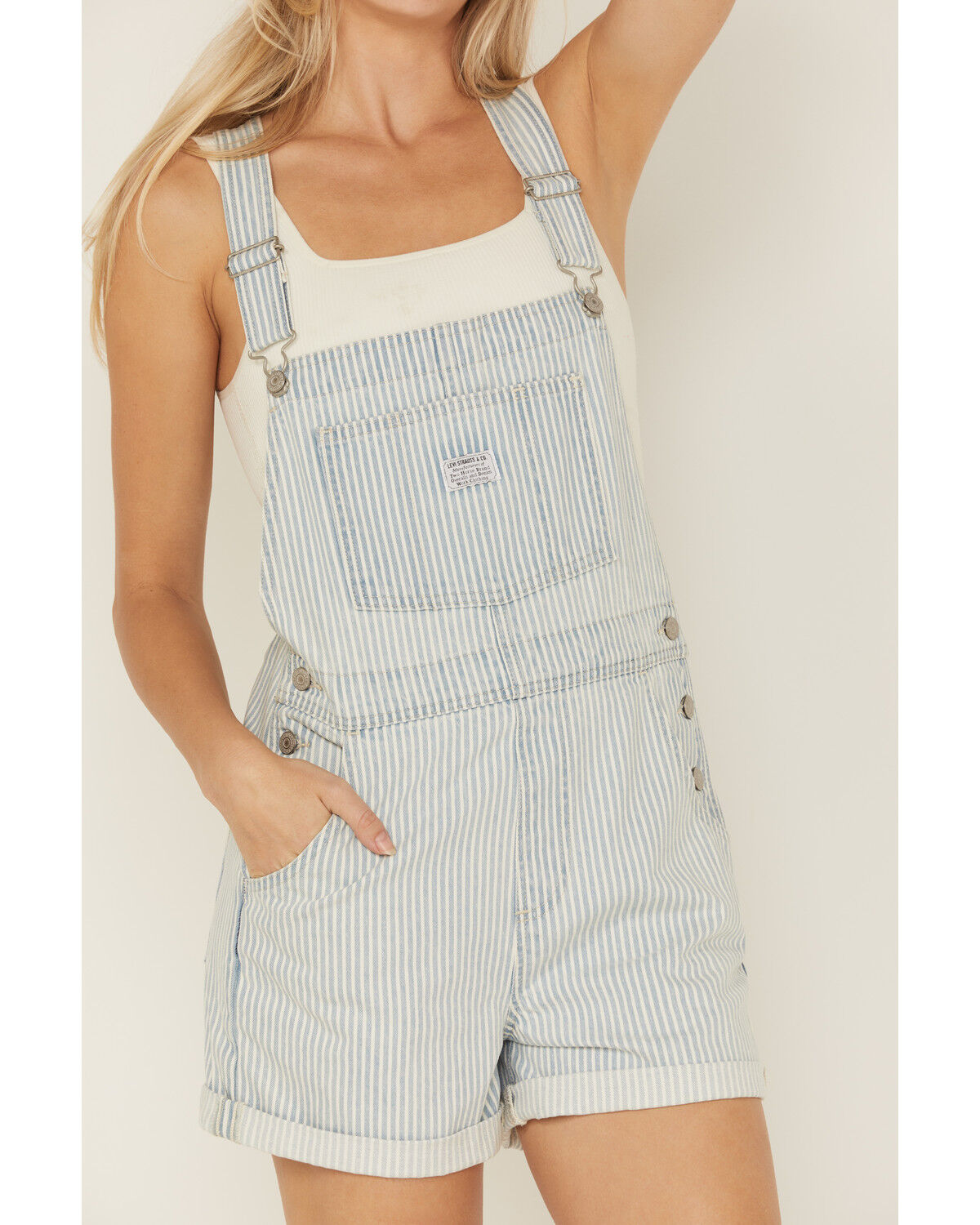 Image #3 - Levi's Women's Landy Women Striped Print Vintage Shortalls, Light Wash, hi-res