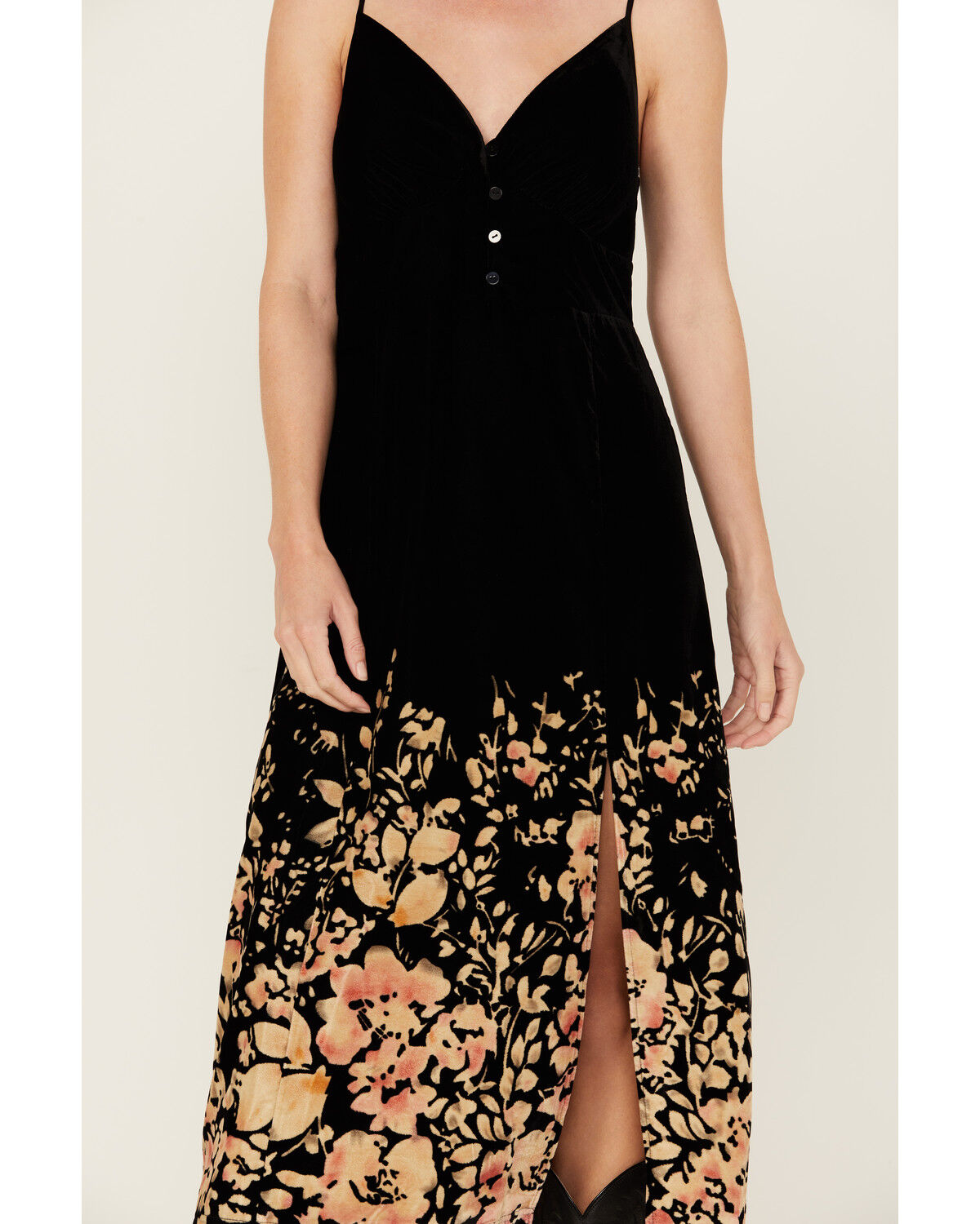 Image #3 - Beyond The Radar Women's Velour Printed Midi Dress, Black, hi-res