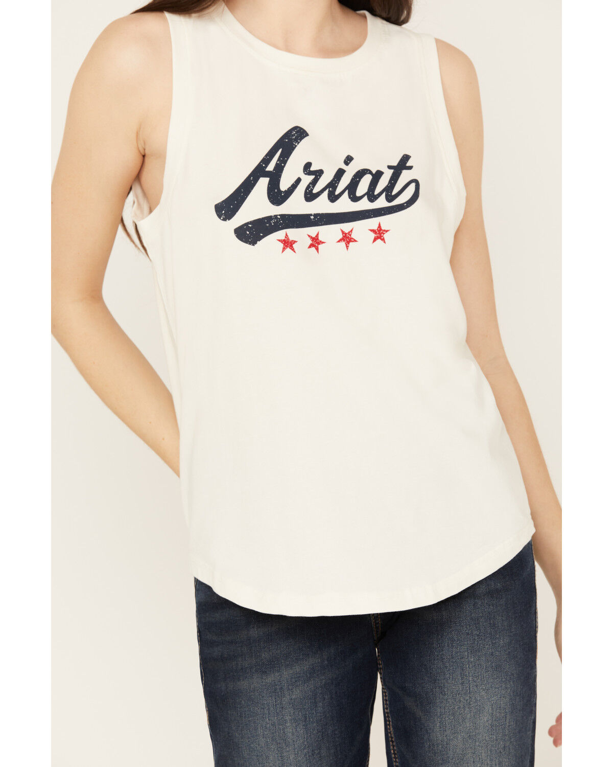 Image #3 - Ariat Women's Retro Logo Tank, Ivory, hi-res