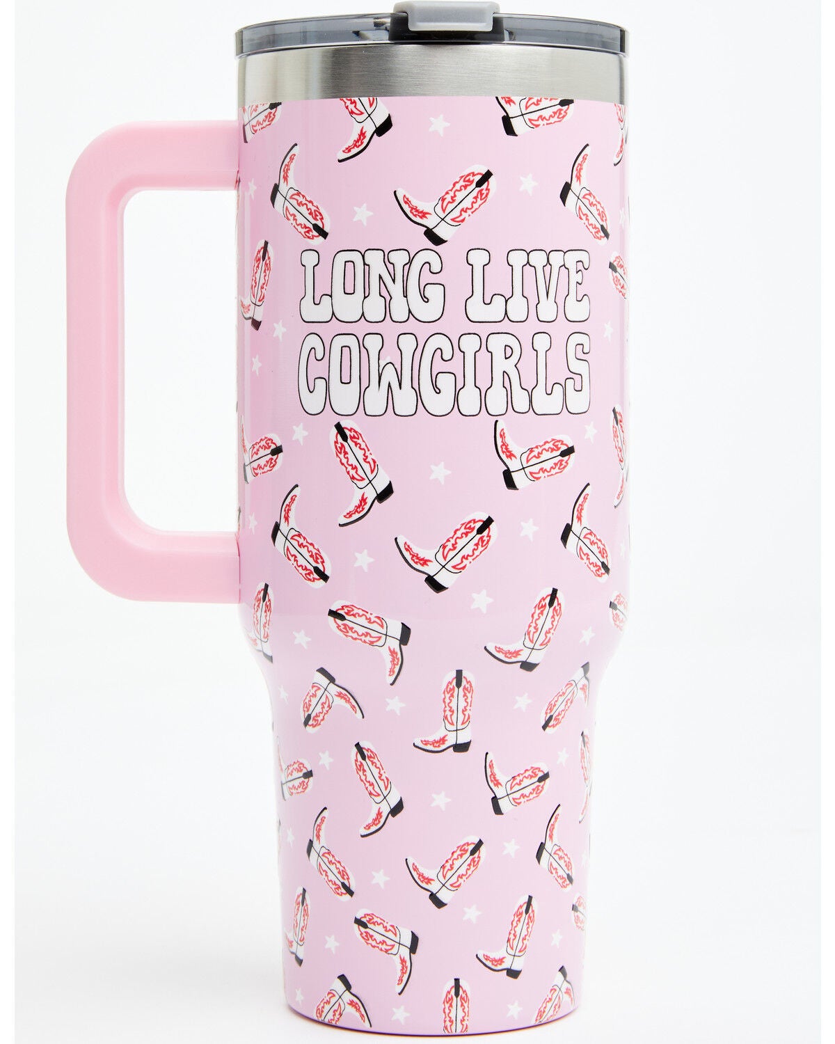 Boot Barn 40oz Long Live Cowgirls Tumbler With Handle, Pink, hi-res