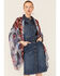 LaBiz Women's Navy & Burgundy Floral Short Kimono, Navy, hi-res