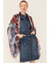 Image #1 - LaBiz Women's Navy & Burgundy Floral Short Kimono, Navy, hi-res
