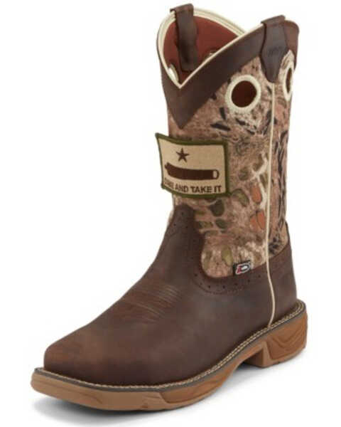 Justin Men's Stampede Grizzly Brown Western Work Boots - Steel Toe, Camouflage, hi-res
