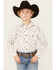 Image #1 - Rock & Roll Denim Boys' Abstract Geo Print Long Sleeve Snap Stretch Western Shirt, White, hi-res