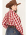 Image #4 - Ariat Women's Embroidered Plaid Print Long Sleeve Western Pearl Snap Shirt - Plus, Red, hi-res