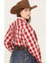 Image #4 - Ariat Women's R.E.A.L. Embroidered Plaid Print Long Sleeve Western Pearl Snap Shirt - Plus, Red, hi-res
