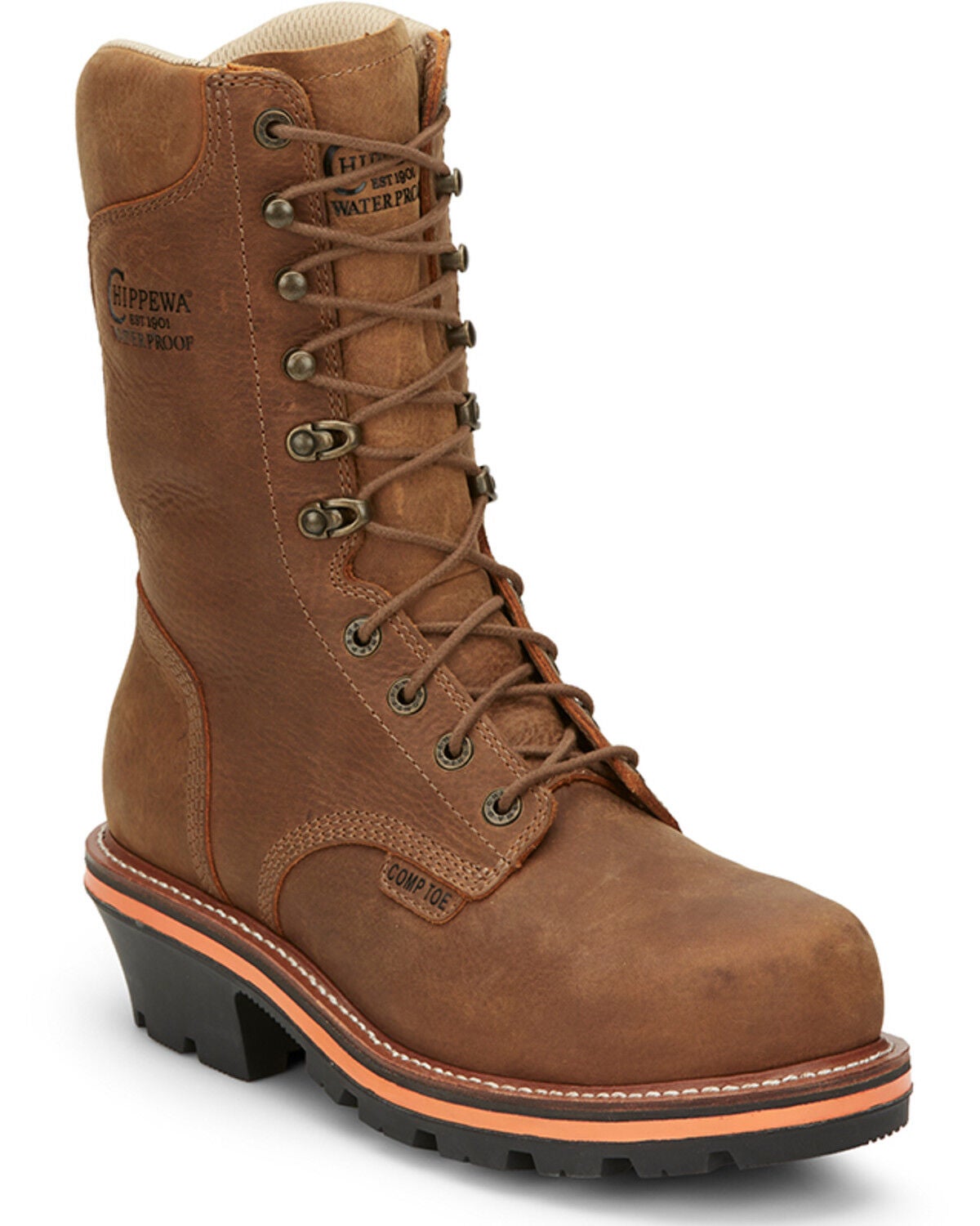 Chippewa Men's Thunderstruck 10" Waterproof Insulated Lace-Up Work Logger Boot - Nano Composite Toe, Tan, hi-res