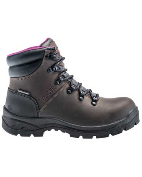 Image #2 - Avenger Women's Builder Mid Waterproof Lace-Up Work Boots - Soft Toe, Brown, hi-res
