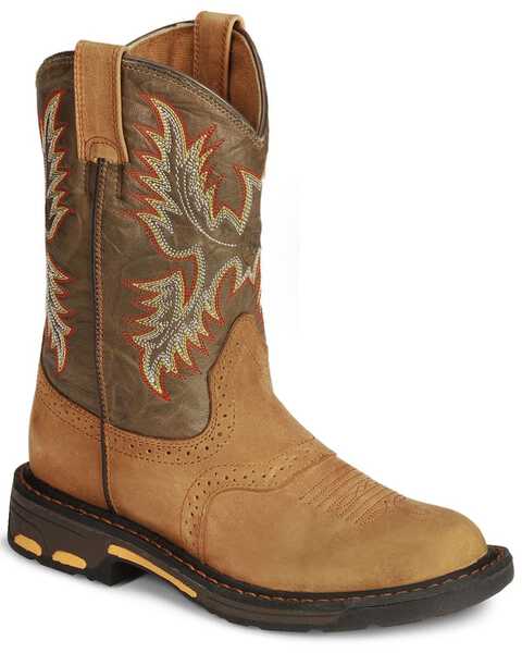 Ariat Boys' WorkHog® Western Boots - Square Toe, Aged Bark, hi-res