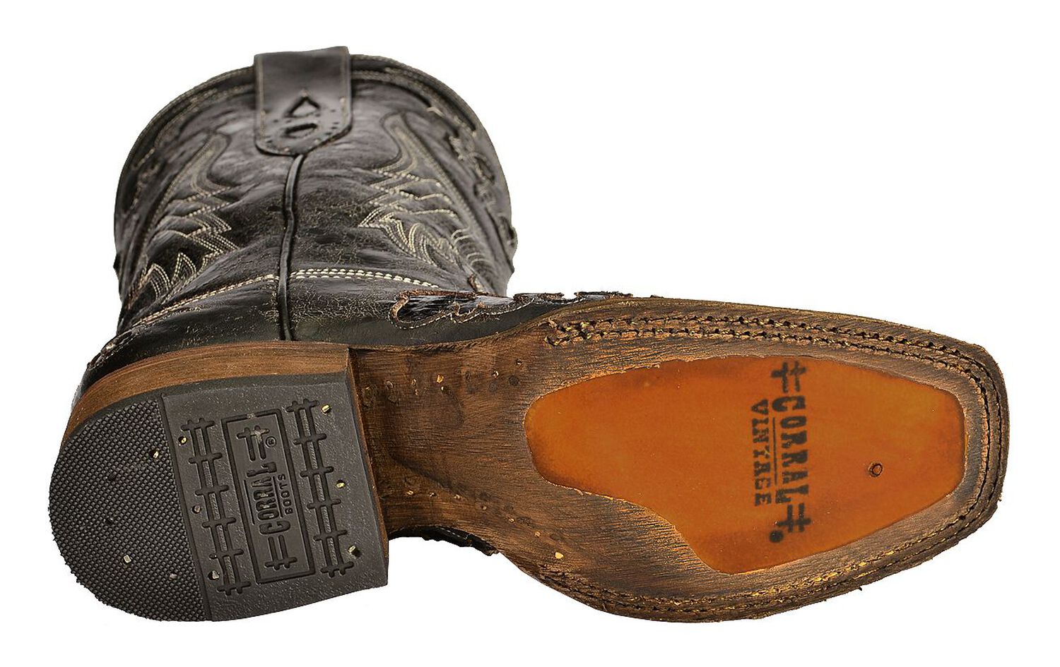 Image #5 - Corral Women's Vintage Python Inlay Western Boots - Square Toe, Black, hi-res