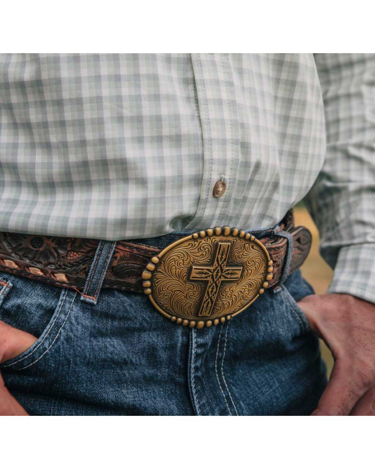 Montana Silversmiths Men's Faith of the Southwest Belt Buckle, Silver